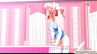 Shemale Hentai Self-Masturbates and Cums on the Table