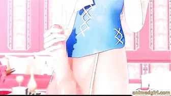 Shemale Hentai Self-Masturbates and Cums on the Table