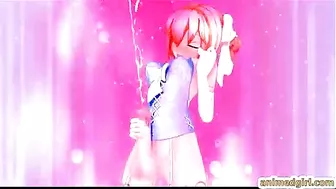 Shemale Hentai Self-Masturbates and Cums on the Table