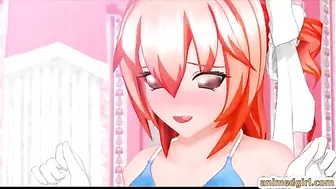 Shemale Hentai Self-Masturbates and Cums on the Table