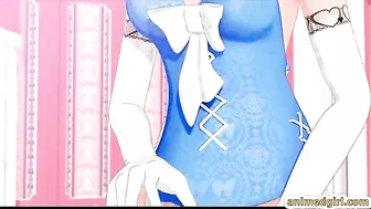 Shemale Hentai Self-Masturbates and Cums on the Table