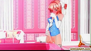 Shemale Hentai Self-Masturbates and Cums on the Table