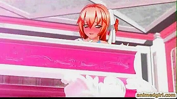 Shemale Hentai Self-Masturbates and Cums on the Table