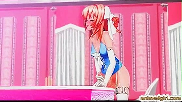 Shemale Hentai Self-Masturbates and Cums on the Table