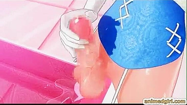 Shemale Hentai Self-Masturbates and Cums on the Table