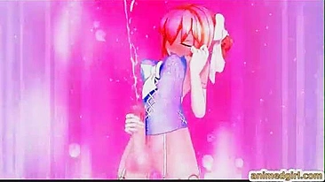 Shemale Hentai Self-Masturbates and Cums on the Table