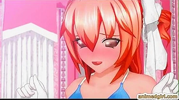 Shemale Hentai Self-Masturbates and Cums on the Table