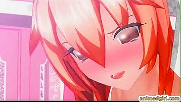 Shemale Hentai Self-Masturbates and Cums on the Table