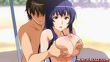 Big Tits Hentai Porn Video - Swimsuit Slammed and Fucked on the Beach