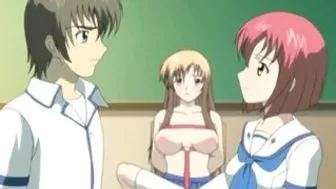 Bondage Hentai Coed Watches Friend getting fucked in classroom, anime, bondage, hentai, coed