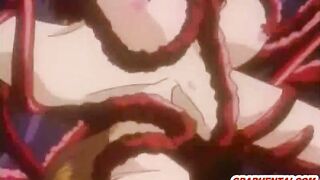 Cute Japanese Anime All-Hole Poked by Monster Tentacles