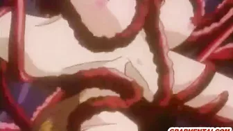 Cute Japanese Anime All-Hole Poked by Monster Tentacles
