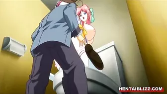Hardcore Hentai Schoolgirl Takes Big Boobs to the Toilet for Wet Pussy Poking