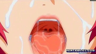 Redhead Anime Hentai with Big Tits Sucking Dick and Titty Fucking
