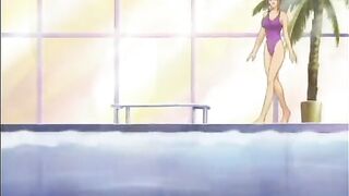 Japanese Hentai Self-Masturbation in Swimsuit by the Pool