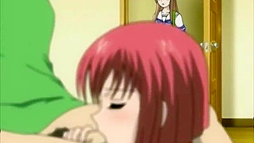 Coed Watches Friend Suck and Swallow Cum in Hentai Anime