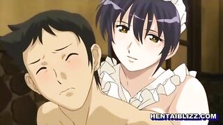 Japanese Maid's Hentai Virginity Lost after Sucking Dick and Getting Poked from behind - Anime Porn