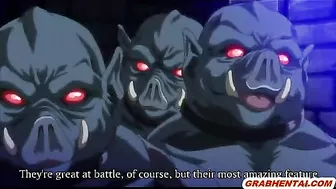 Hentai Big Tits  Fucked by Chained Monsters Pigs