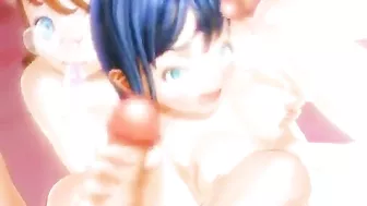 Anime Threesome with Dickgirls and Hard Fucking - Hentai Porn