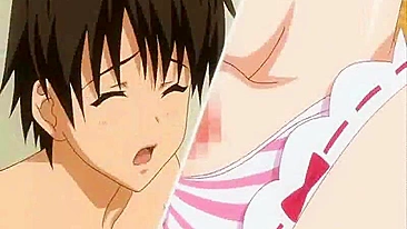 Blindfold Hentai With Big Boobs Gets Tittyfucked And Cumface, anime,  blindfold,  hentai