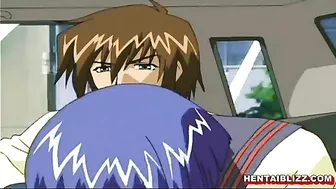 Redhead Hentai Maid With Big Tits Handjob and Wet Pussy Fucking, Anime