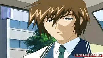 Redhead Hentai Maid With Big Tits Handjob and Wet Pussy Fucking, Anime