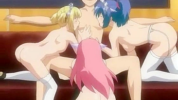 Hentai Maids Foursome Fucking with their Master - Anime Orgy