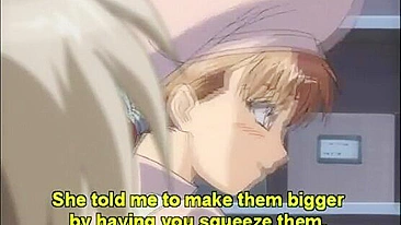 Pinched and Dildoed! Cute Hentai Gets Titty Fucked