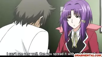 Busty Anime Coed Spreading Wide Wet Pussy and Dildoing