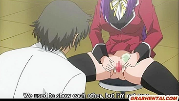 Busty Anime Coed Spreading Wide Wet Pussy and Dildoing