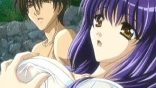 Hentai Gets Squeezed Her Busty Breasts in the Outdoor