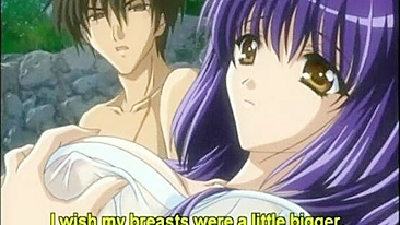 Hentai Gets Squeezed Her Busty Breasts in the Outdoor