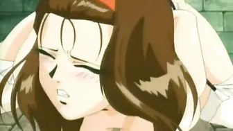 Chained Hentai Slave Gets Fingering Her Wet Pussy by her Master