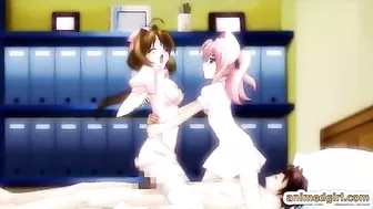 Cute Hentai Nurse Threesome Hard Fucked