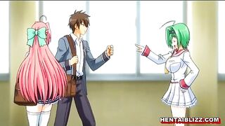 Redhead Hentai Schoolgirl With Big Boobs Wet Pussy Fucking - Anime, featuring a redhead hentai schoolgirl with large breasts in a steamy sex scene.