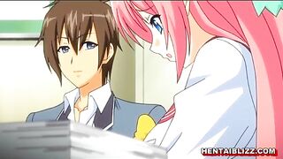 Redhead Hentai Schoolgirl With Big Boobs Wet Pussy Fucking - Anime, featuring a redhead hentai schoolgirl with large breasts in a steamy sex scene.