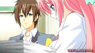 Redhead Hentai Schoolgirl With Big Boobs Wet Pussy Fucking - Anime, featuring a redhead hentai schoolgirl with large breasts in a steamy sex scene.