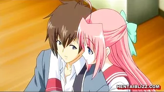 Redhead Hentai Schoolgirl With Big Boobs Wet Pussy Fucking - Anime, featuring a redhead hentai schoolgirl with large breasts in a steamy sex scene.