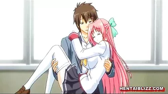 Redhead Hentai Schoolgirl With Big Boobs Wet Pussy Fucking - Anime, featuring a redhead hentai schoolgirl with large breasts in a steamy sex scene.