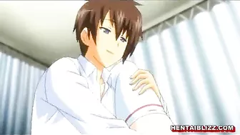 Redhead Hentai Schoolgirl With Big Boobs Wet Pussy Fucking - Anime, featuring a redhead hentai schoolgirl with large breasts in a steamy sex scene.