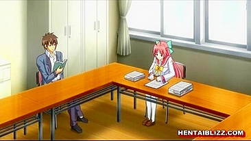 Redhead Hentai Schoolgirl With Big Boobs Wet Pussy Fucking - Anime, featuring a redhead hentai schoolgirl with large breasts in a steamy sex scene.