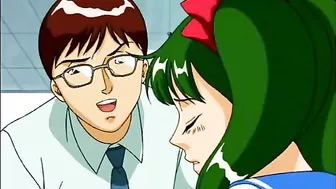 Cute Hentai Coed Fingering and Dildoing her wet pussy in front of her teacher - Watch now!