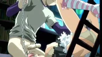 Anime, Chained Hentai Maid's 69 Oral sex and Hard Shoved Dildo