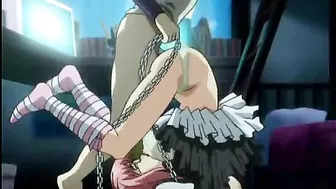 Anime, Chained Hentai Maid's 69 Oral sex and Hard Shoved Dildo