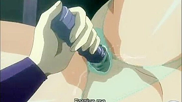 Anime, Chained Hentai Maid's 69 Oral sex and Hard Shoved Dildo