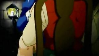 Chained hentai maid self-pleasures in front of her master, anime bondage