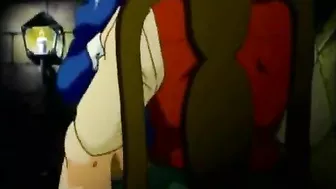 Chained hentai maid self-pleasures in front of her master, anime bondage