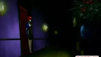 Chained hentai maid self-pleasures in front of her master, anime bondage