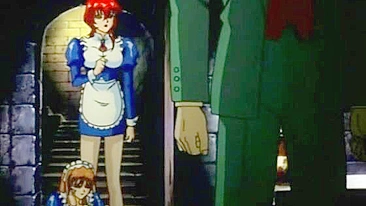 Chained hentai maid self-pleasures in front of her master, anime bondage