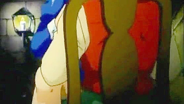 Chained hentai maid self-pleasures in front of her master, anime bondage